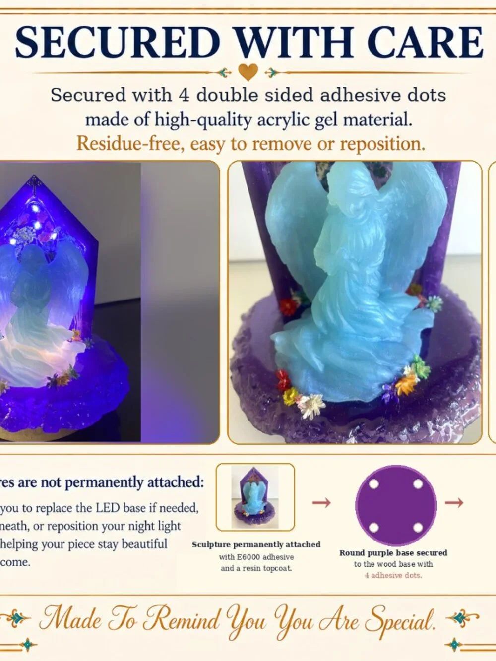 Blue Angel Dual LED Resin Night Light Christian Decor Guardian Angel Gift